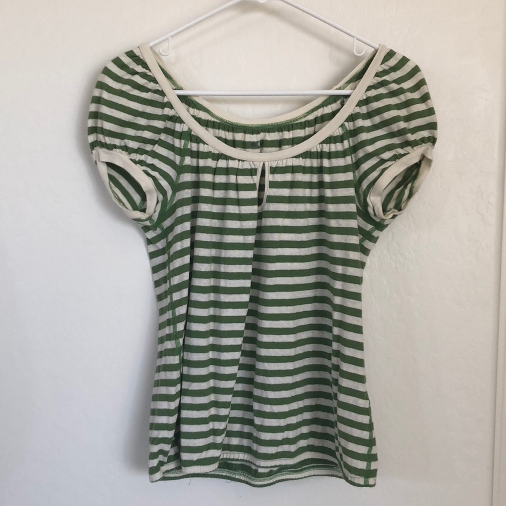 COPY - Three Dots cute stripe peasant blouse